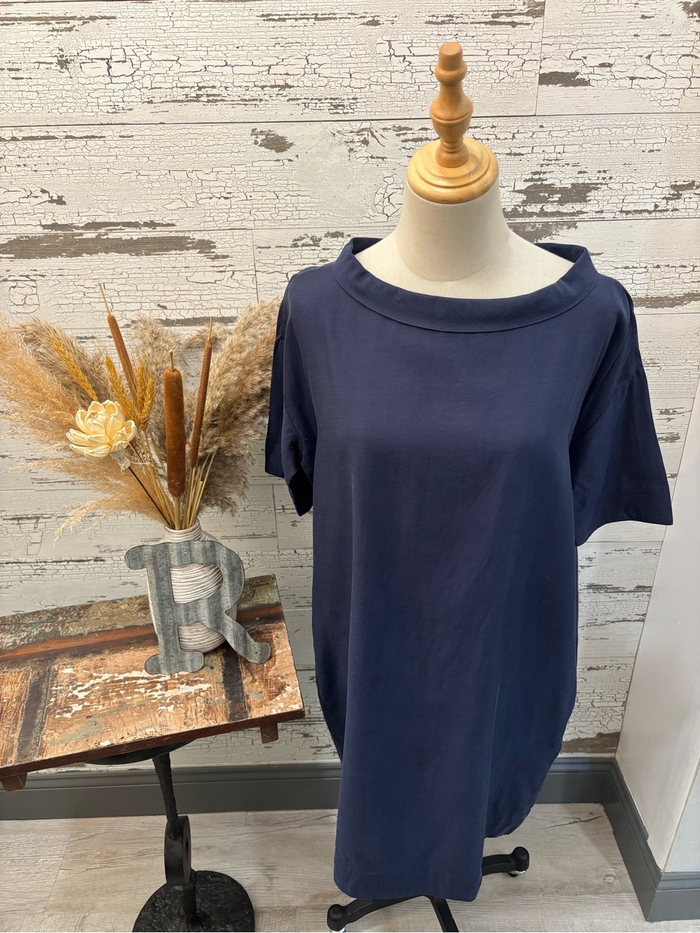 COS Navy Boatneck Tunic Top